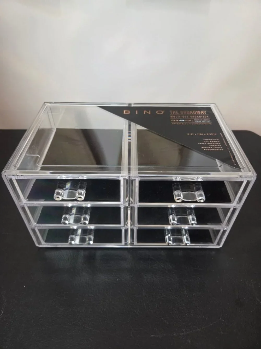 Bino Broadway Clear Acrylic Multi-Use Organizer With 6 Drawers Stackable Storage